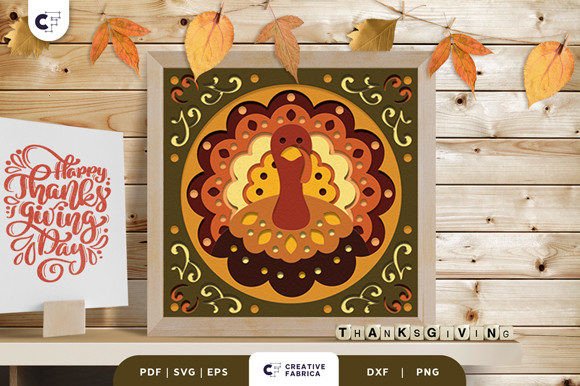 Folk-Inspired Turkey Shadow Box Holiday Glow