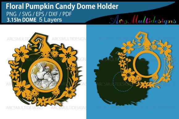 Floral Pumpkin Fall Candy Dome Holder
