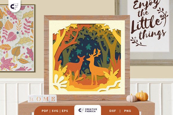 Forest Deer Fall Shadow Box Retreat