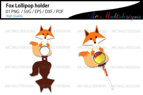 Fox Animal Fall Lollipop Holder SVG