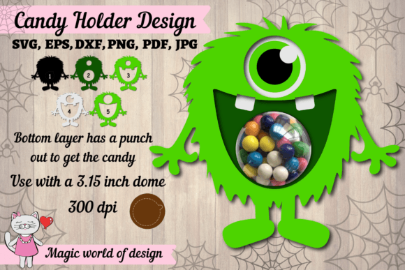 Funny Monster Halloween Candy Dome Template