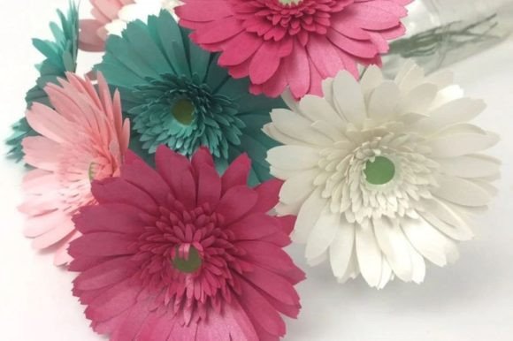 Colorful Gerbera Paper Daisy SVG Bouquet
