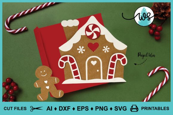 Cheerful Gingerbread Paper House Greeting