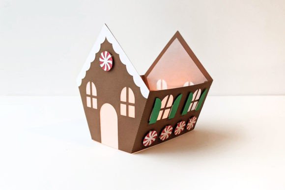 Peppermint Gingerbread House SVG Luminary