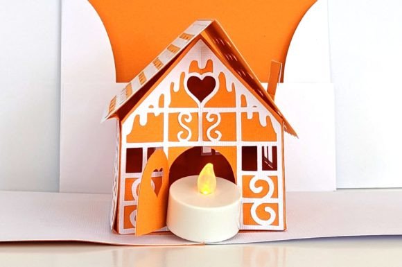 Pop-Up Gingerbread Paper House Card