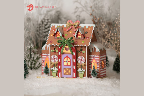 Luminous Gingerbread House SVG Display