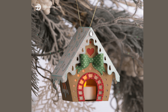 Miniature Gingerbread Paper House Ornament