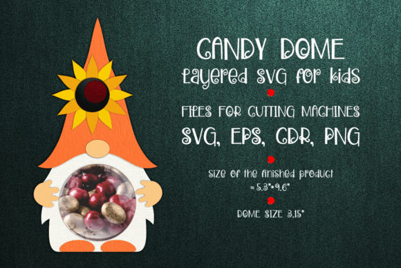 Gnome Sunflower Fall Candy Dome Paper Template