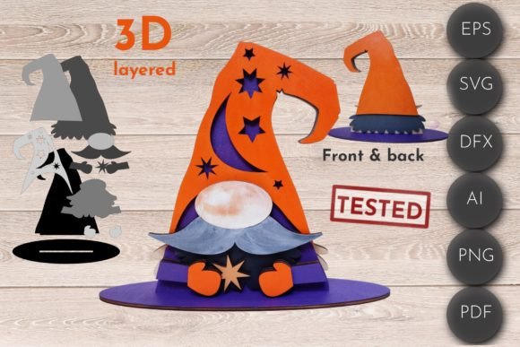 Layered Halloween Gnome SVG Standing Decor