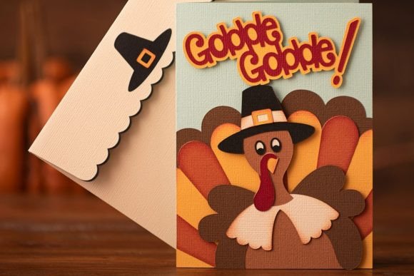 Gobble Turkey Thanksgiving Card SVG