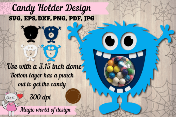 Blue Monster Halloween Candy Dome SVG