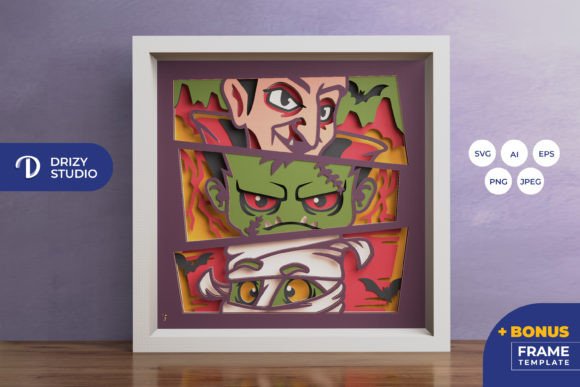Characters In Frame Halloween Svg Layered Art