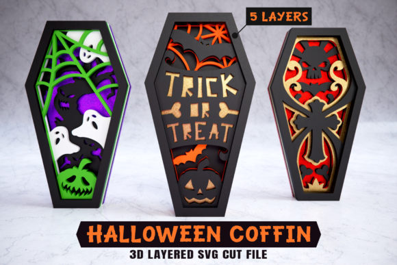 Layered Halloween Coffin SVG Cut File