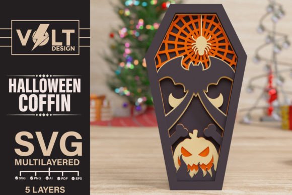 Layered Halloween Coffin SVG Wall Decor