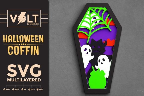 Multilayer Halloween Coffin SVG Decor