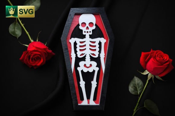 Cute Skeleton Halloween Coffin Svg V1