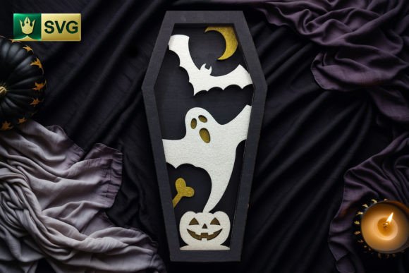 Ghost Pumpkin Halloween Coffin SVG V2