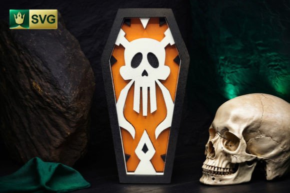 Skull Halloween Coffin Svg Layered Decor