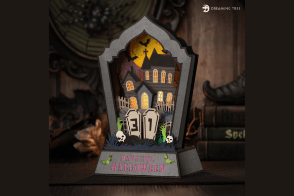 Tombstone Halloween Paper Craft Countdown