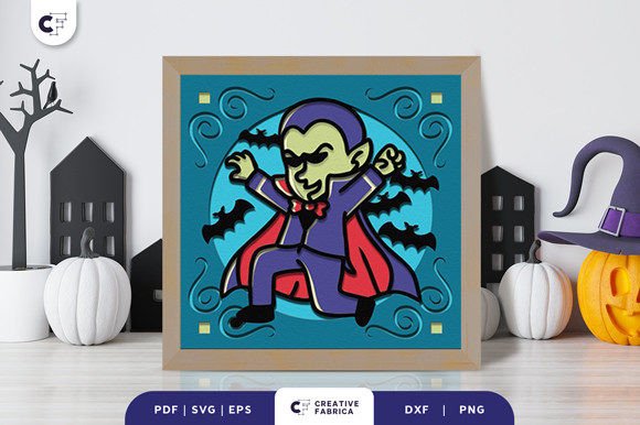Playful Halloween Svg Vampire Shadow Box