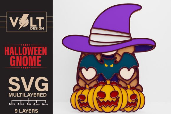 Stacked Halloween Gnome SVG Wall Accent