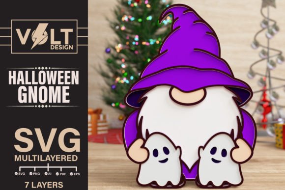 Layered 3D Halloween Gnome SVG Paper Display