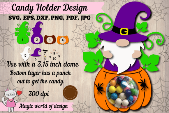 Whimsical Gnome Halloween Candy Dome SVG