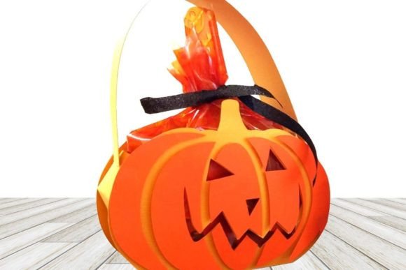 Jack O Lantern Halloween Paper Craft Basket