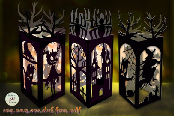 Lantern Halloween Svg Template Set