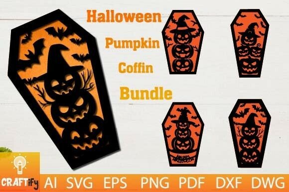 Pumpkin Halloween Coffin SVG Bundle