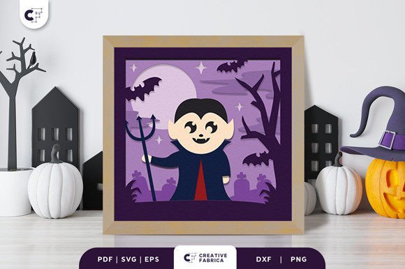 Cute Halloween Svg Vampire Shadow Box