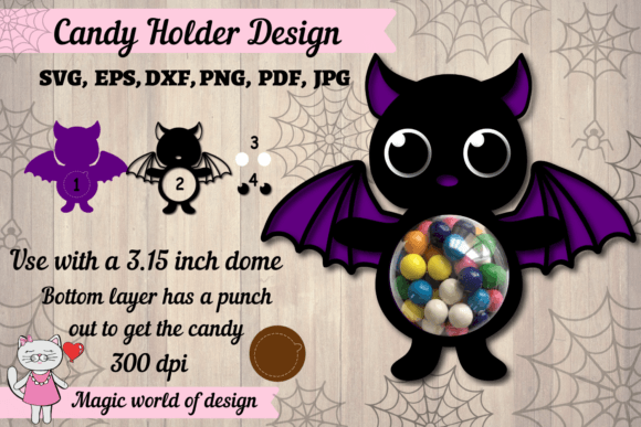 Layered Bat Halloween Candy Dome SVG