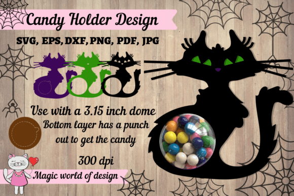 Black Cat Halloween Candy Dome Ornament
