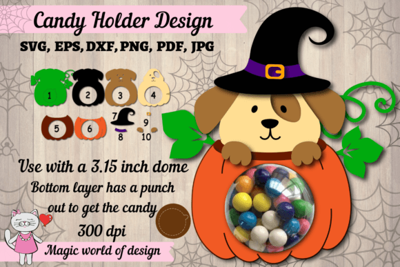 Playful Dog Halloween Candy Dome SVG