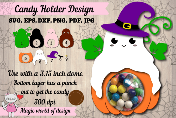 Ghost On Halloween Candy Dome Pumpkin