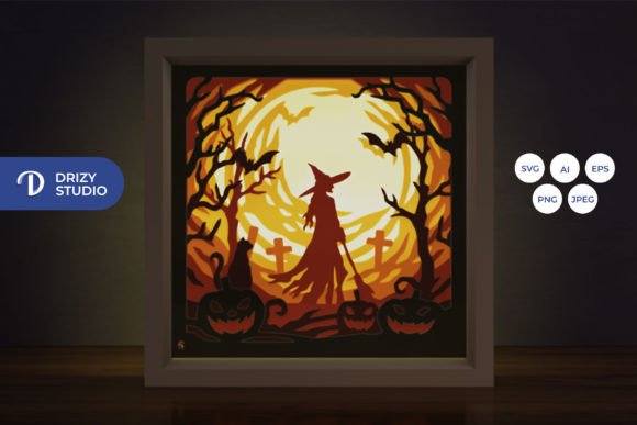 Haunted Forest Witch Svg Light Box