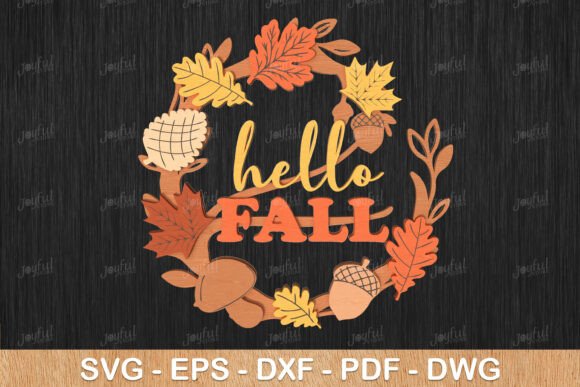 Hello Layered Fall Wreath SVG Sign