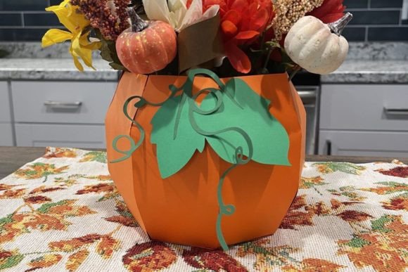 Pumpkin Autumn SVG Cardstock Vase