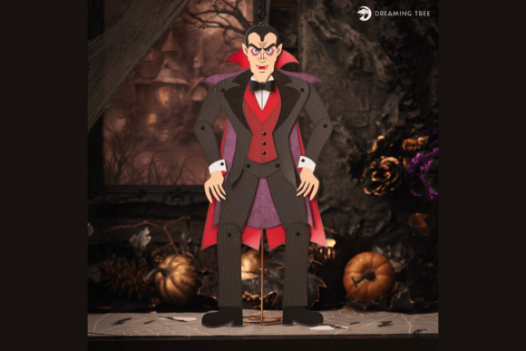 Jointed Dracula Halloween Paper Craft SVG