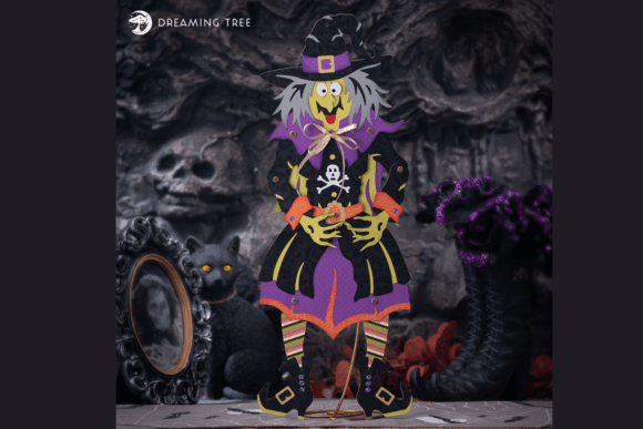 Jointed Witch Svg Paper Puppet