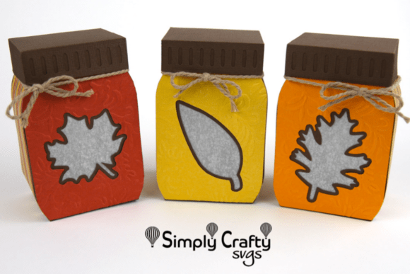 Mason Jar Fall Leaves SVG Luminary Set