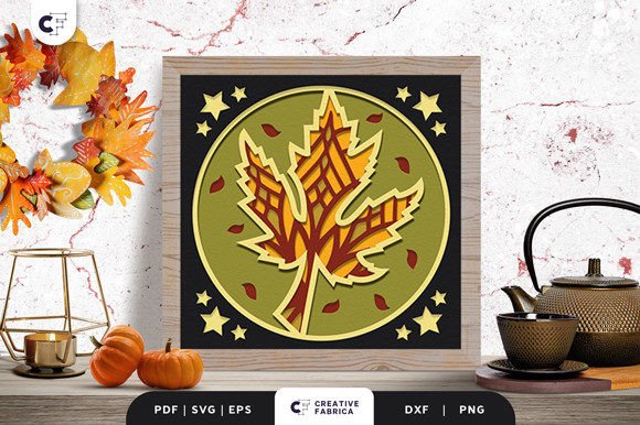 Maple Mandala Fall Shadow Box Light