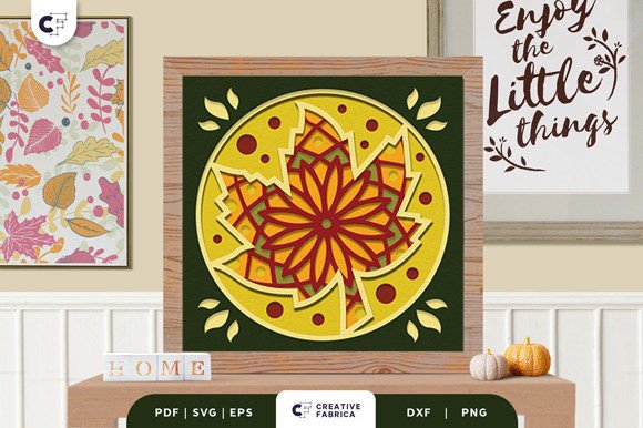 Maple Leaf Fall Shadow Box Mandala