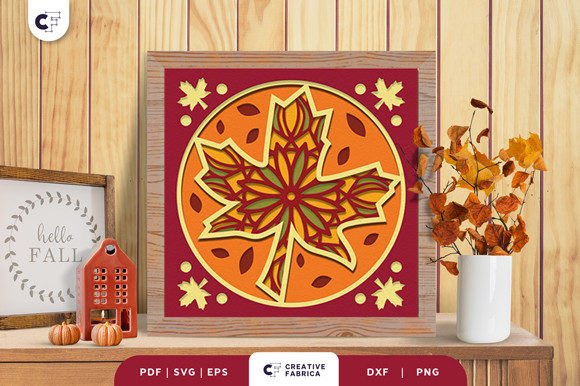 Maple Leaves Fall Shadow Box Mandala