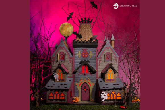 Midnight Manor Halloween Svg Mansion Scene