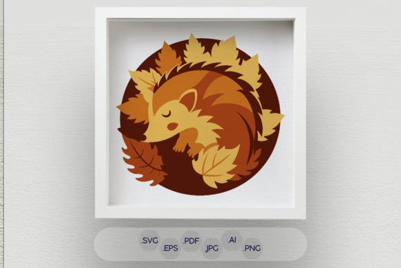 Hedgehog Fall Shadow Box Woodland Mandala