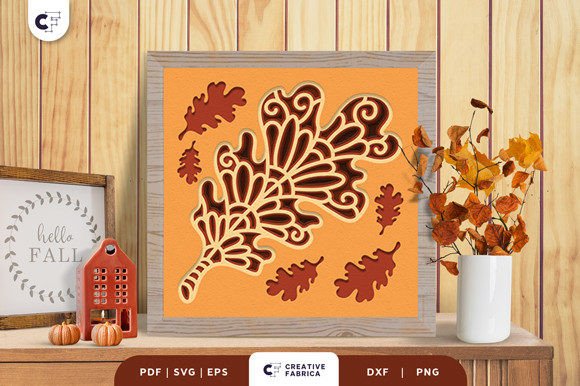 Oak Mandala Fall Shadow Box Light Art