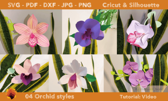 Orchid Paper Flower Bundle Template Set