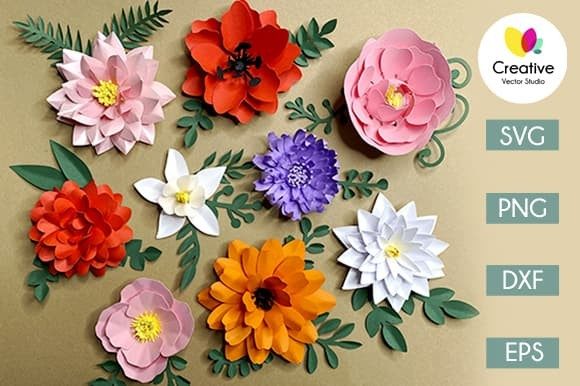 Layered Paper Flower Bundle Collection