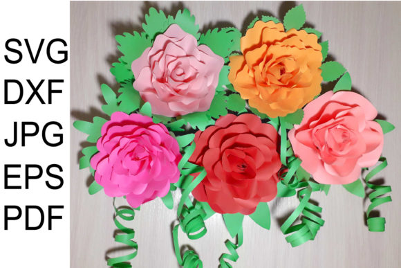 Five Roses Paper Flower Bundle Templates